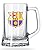 Fc Barcelona Short Beer Mug - Glass Mug With The Fc Barcelona Crest In Full Color - Buy The Fc Barcelona Beer Mugs For Your Next Party - Get Some Mugs For A Friend, Get Some For You Too!