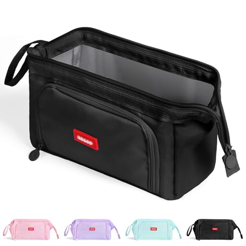 ANOMM Trousse Crayons Grande Capacité avec 3 Compartiments, Trousse Scolaire,Trousse à Crayons Zippée avec Poignée, Sac de Rangement Portable de Papeterie pour...