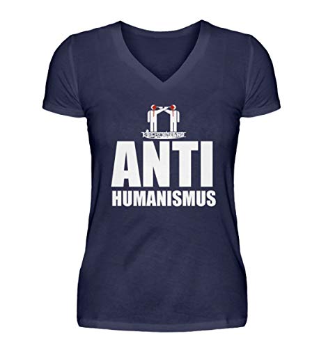 T-shirt anti-humanisé femme col en V marine taille M idéal pour le week-end branché
