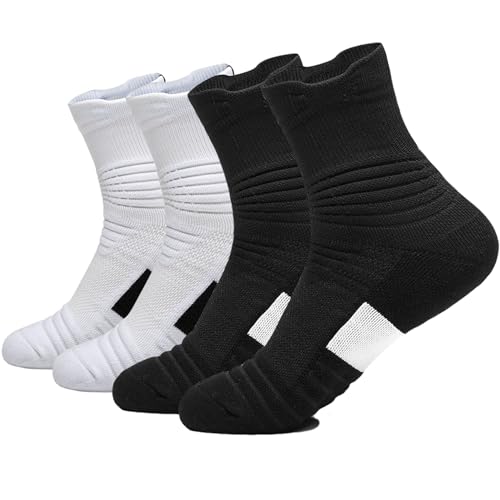 Image of 3 Pack Compression Basketball Socks Performance Cushioned Athletic Crew Sports Running Cycling Sock