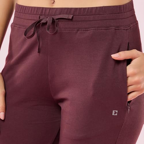 Image of Enamor Mid Rise Ankle Length Drawstring Relax Pants for Women - Slim Fit, Stretch French Terry - E060