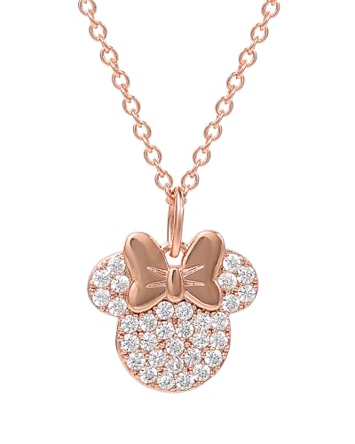 Recopilación y reviews de Minnie vintage del mes. 23 Disney Brass PG PLT - Colgante de Minnie Mouse con cadena de 16 pulgadas + 2 pulgadas, CZ transparente rosa
