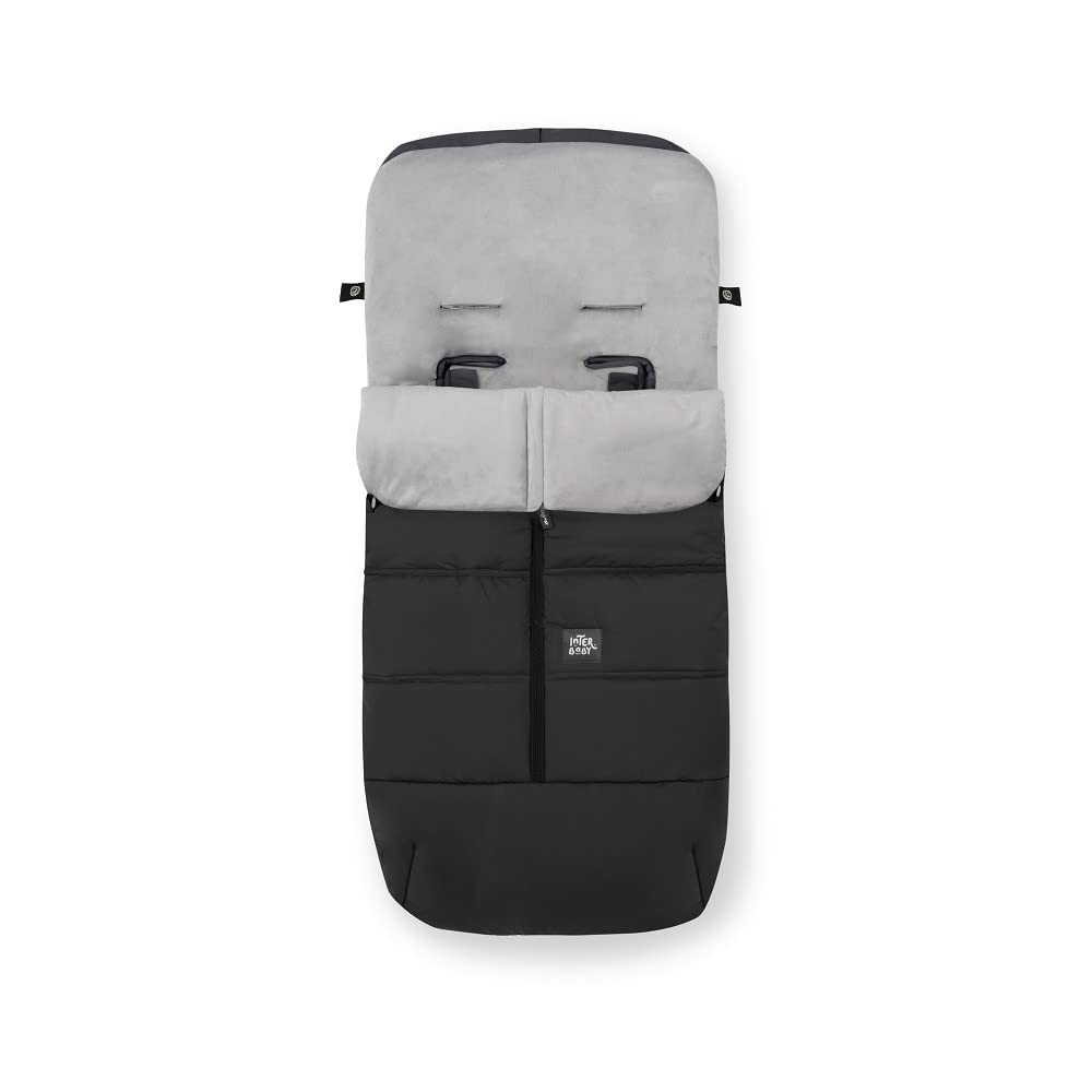 Saco Silla Paseo Universal, Saco Invierno Silla Paseo Universal, Desmontable con Cremallera, Cabezal Ajustable,Impermeable y Transpirable, fácil de Limpiar, Unisex (Liso Negro) — view 3