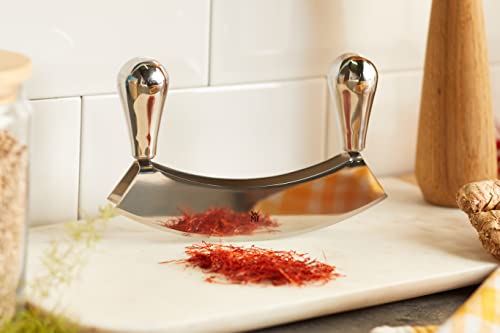 Foto von WMF Kräutermesser Wiegemesser zweischneidig 18 cm, geschmiedeter Spezialklingenstahl, Wiegemesser Kräuter zum feinen Zerkleinern oder Hacken