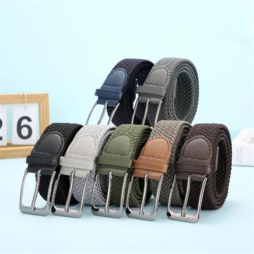 Men's Plus Size Elastic Woven Belt With Pin Buckle Stretch Canvas Waist Strap For Golf Casual Pants Jeans Work2