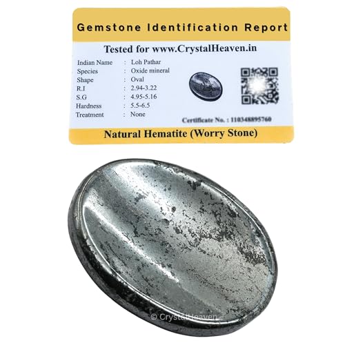 Image of Certified Hematite Crystal Thumb Worry Pebbles Stones for Anxiety Stress Relief Massage - AAA Grade Original Healing Gemstone Agate Rubbing Stone for Yoga Meditation Spiritual Reiki Feng Shui