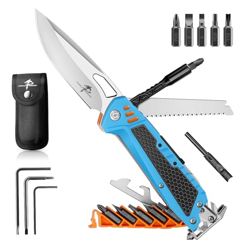 Purple Dragon Geschenke für Männer - 13 in 1 Multitool - Camping Taschenmesser - Männergeschenke, Papa Geschenk, Klappmesser, Geburtstagsgeschenk Gadgets für Männer, Blau