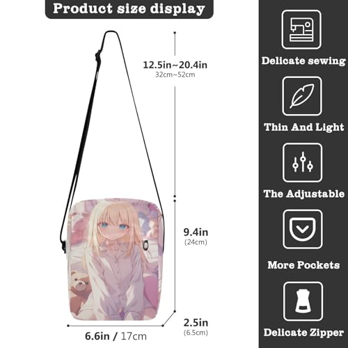 Cute Cartoon Anime Girl mens messenger bag mens crossbody Ladies Shoulder Handbags Adjustable Strap for Shopping School3