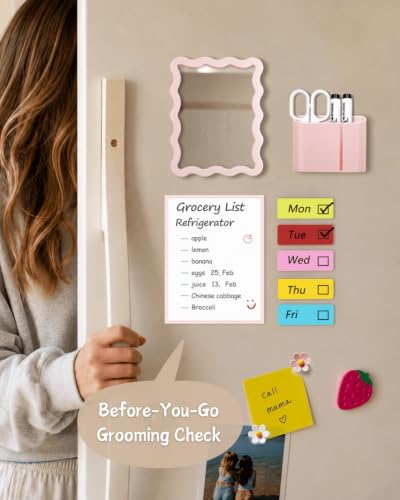 Image of Mymazn Locker Accessories Kit with Magnetic Locker Mirror Pink