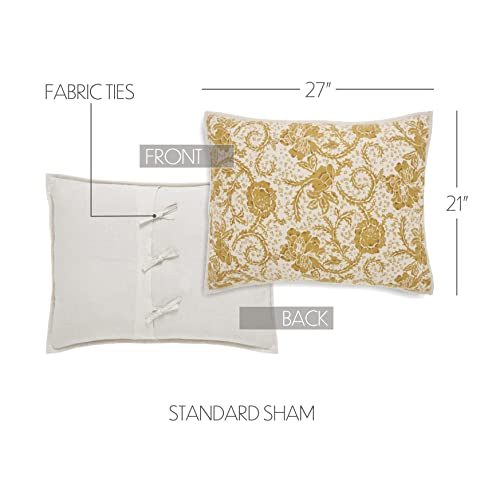 VHC-Brands-Dorset-Farmhouse-Quilted-Bed-Sham-Standard-Floral-Gold-21×27 VHC Brands Dorset Farmhouse Quilted Bed Sham Standard Floral Gold 21×27
