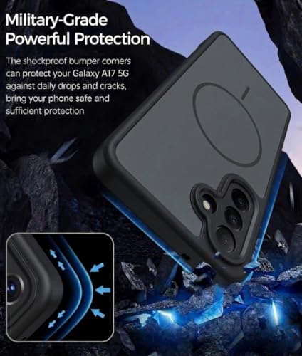 Image of VONZEE Matte Magnetic Case Compatible for Samsung Galaxy A55 Wireless Charging Shockproof Anti-Scratch TPU PC Slim Fit Full Protection Phone Cover for Samsung Galaxy A55-BLACK