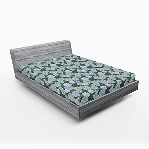 Ambesonne Succulent Fitted Sheet, Abstract Hand Drawn Style Cactus Flowers Pattern In Green Shades, Soft Decorative Fabric Bedding All-Round Elastic Pocket, Queen Size, Pale Green #TOP21