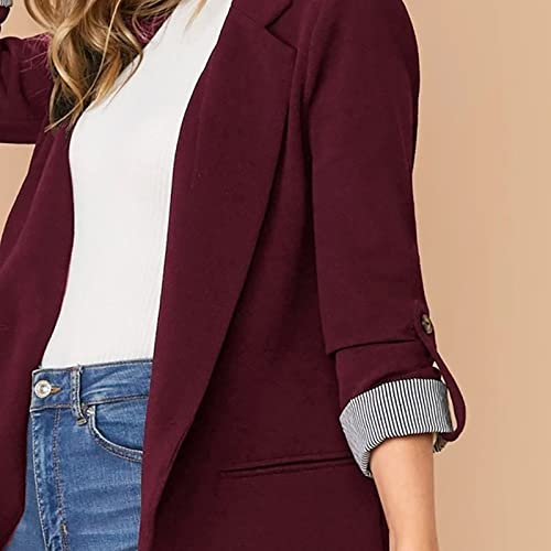 2022 Trendy Blazer Tops for Womens One Button Casual Business Blazer Jackets Women's Lapel Solid Blazers with Pockets4