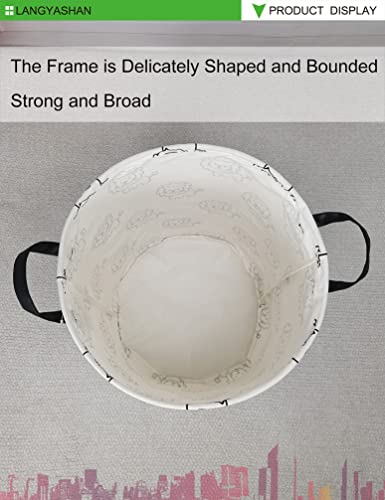 Image of Round Laundry Basket Collapsible Storage Hamper Organizer Lion | Waterproof Canvas Foldable Baskets with sturdy Handles Multi-scene Organizer for Home Play Bedroom Gift Bin