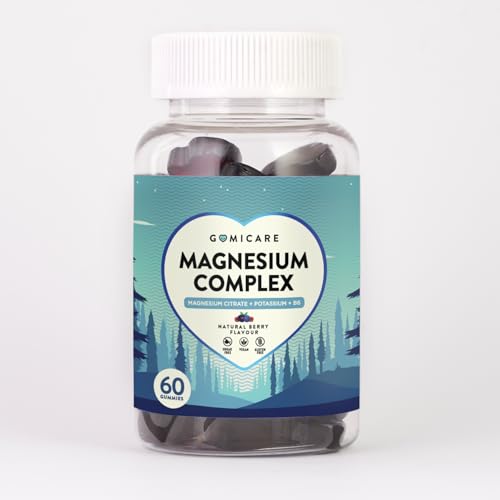 Gomicare - Magnesio Gominolas - Citrato de Magnesio - Complex - Potasio - B6 - Apto para niños - 60 Gominolas - Sin Gluten