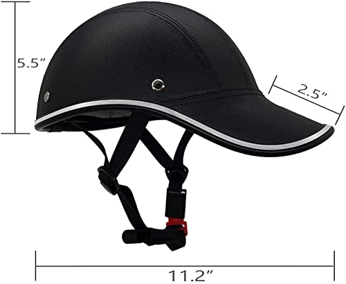 Bike Baseball Helmets-Cycling-Bicycle Helmet Adults - Abs Leather Cycling Safety Helmet With Adjustable Strap For Adult Men Women Black (Size: 21.6-24.4In) (Black, One Size) #TOP6
