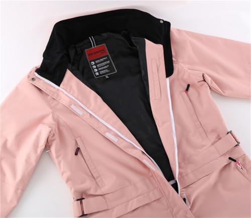 HOTIAN Damen Schneeanzug, Damen Einteiler Skioverall Wasserdicht Winddicht Winter Warme Einteiliger Skioverall,für Wandern Klettern Isoliertes Snowboarden White-women L
