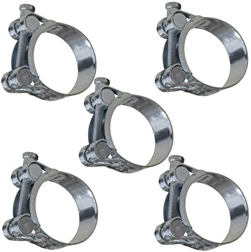 AERZETIX - C63690 - Lot de 5 Colliers de Serrage à Tourillon 30-33 mm - Largeur de la Bande 20 mm - en Acier - Couleur Argent - pour Fluides Tuyaux Gaines Ventilation