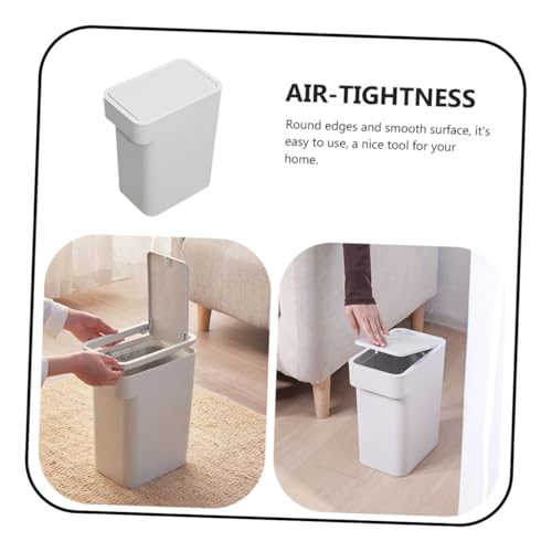Caneca de basura con tapa para cocina y baño gris compacta miniatura 5