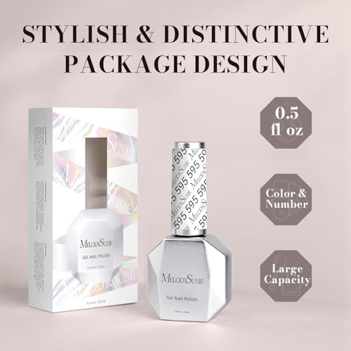 Image of MelodySusie White Gel Nail Polish,0.5fl oz Nails Soak Off UV LED Milky White Gel Polish Christmas Gift for Women Nail Art Manicure Salon DIY Nail Design Decoration at Home-595-A2202