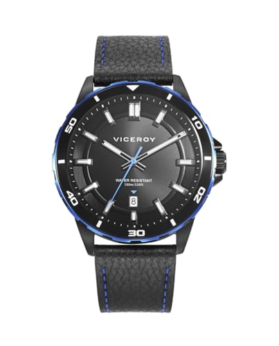 Montre Viceroy Magnum en acier et cuir noir un bijou masculin d'exception