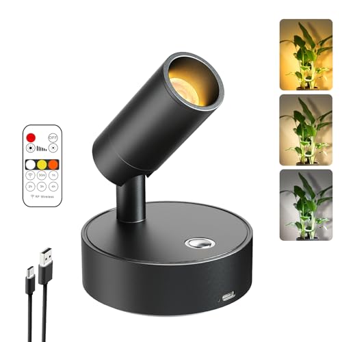 Image of Olafus LED Wireless Spotlight Indoor, Rechargeable Battery Uplighting Indoor with Remote & Timer, 3CCT Picture Lights for Wall, Mini Art Accent Light for Plants, Artwork, Painting, Black