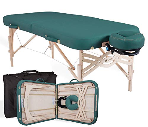 EarthLite Premium Portable Massage Table Package Spirit - Spa-Level Comfort, Deluxe Cushioning incl. Flex-Rest Face Cradle & Strata Face Pillow, Carry Case (30/32” x 73”) - Made in USA, Teal