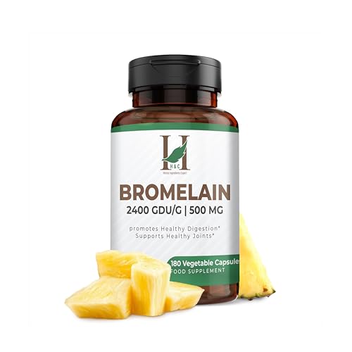 H&C Bromelain Capsules 500 mg, 180 Count