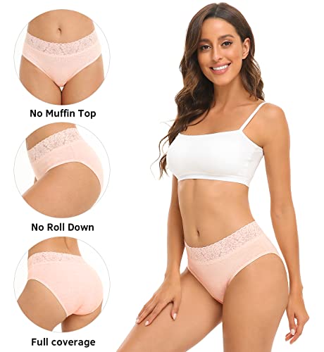 RHYFF Womens Underwear Cotton Bikini Panties Lace Soft Hipster Panty Ladies Stretch Full Briefs 5 Pack2