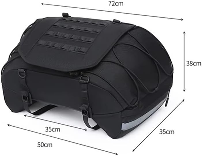 Motorcycle Saddle Bags Motor Expandable Cargo Bag Powersports Rack Trunk Luggage 35L-50L Black Motorcycle Rear Luggage Bag