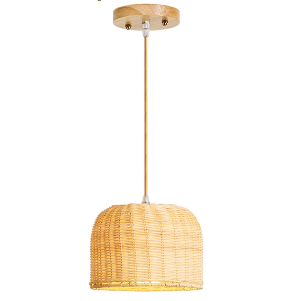 LYMSXAZOU Modern Rattan Chandelier Natural Material Lamp Handwoven Bamboo Lampshade Bedroom Restaurant Decoration For E26/27 Holder 1Pack Not Including Bulb