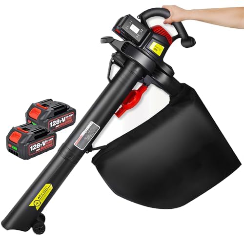 Soplador de Hojas y triturador de vacío inalámbrico de 40 V, Aspirador y sopladores de jardín, triturador de vacío de Hojas con batería de 6 velocidades con Bolsa recolectora de 40 l, 156 CFM