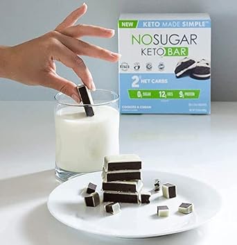 No Sugar Keto Bar Snack - Low Carb No Sugar Keto Snack Food with Keto Friendly Macros (24 x 1.41oz Bars, Cookies and Cream)