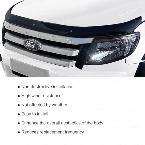 JHCHAN Bonnet Guard for Ford Ranger Accessories 2012-2015, T6 -Ford Ranger Wildtrak Limited XLT XL Hood Protector Car Wind Stone Bug Deflector Shield Bugshield - Image 6