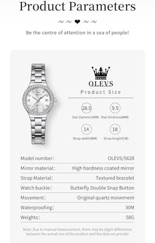 Image of OLEVS Watch Women Silver Watch for Women Luxury Diamond Womens Watches for Small Wrist Stainless Steel Waterproof Analog Quartz Date Elegant Reloj para Mujer