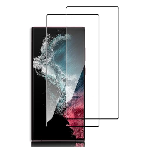 Schutzfolie für Panzerglas für Samsung Galaxy S22 Ultra Fingerabdruck-ID Unterstützen 2 Stück 9H Glas Displayschutz 3D Gebogen Folie Kompatibel mit Handyhülle für Samsung S22 Ultra