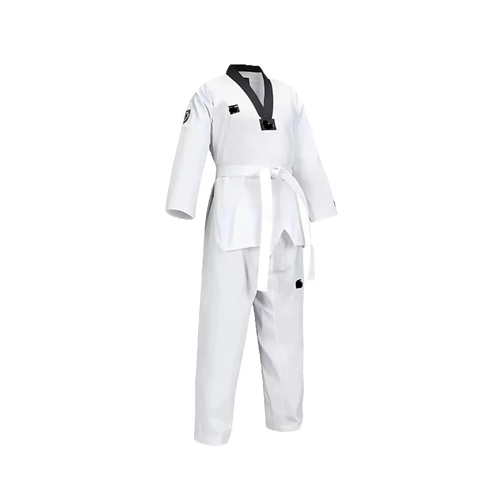 Uniforme con Cinturón Traje de Entrenamiento de Uniforme de Taekwondo(White,130)