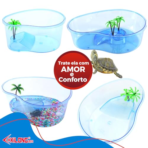 Aquario Para Tartaruga Ilha com Coqueiro e Rampa - Cód.d5p5 (Médio)