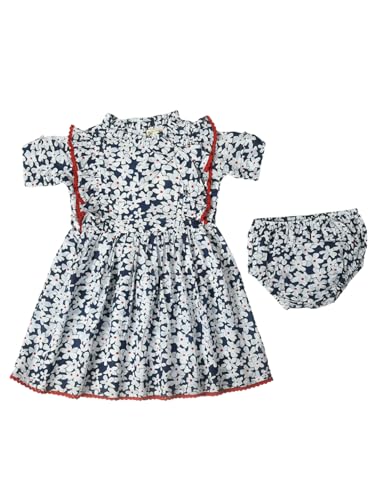 Image of mini mama Girl's Cotton Fit and Flare Knee-Length Dress