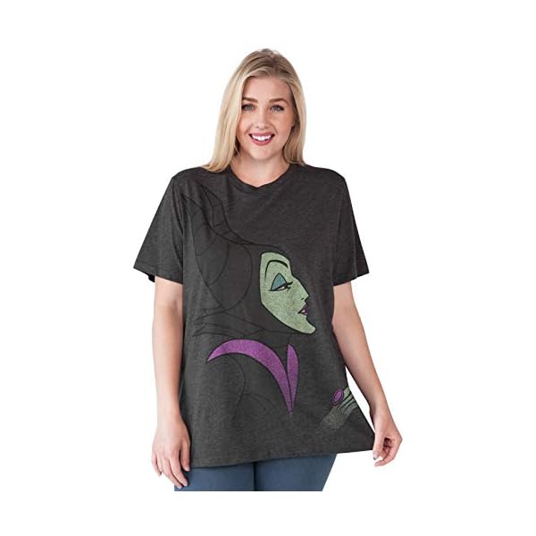 Disney-Womens-Plus-Size-T-Shirt-Maleficent-Villains-Print Disney Womens Plus Size T-Shirt Maleficent Villains Print (Charcoal Grey, 4X)