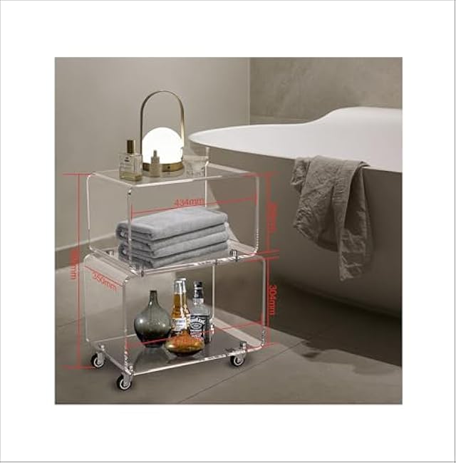 2119 Rolling Utility Cart Tower Rack for Kitchen Bathroom Laundry Dining Room Places,Acrylic Mobile Storage Cart On Wheels-ymmrEB1q