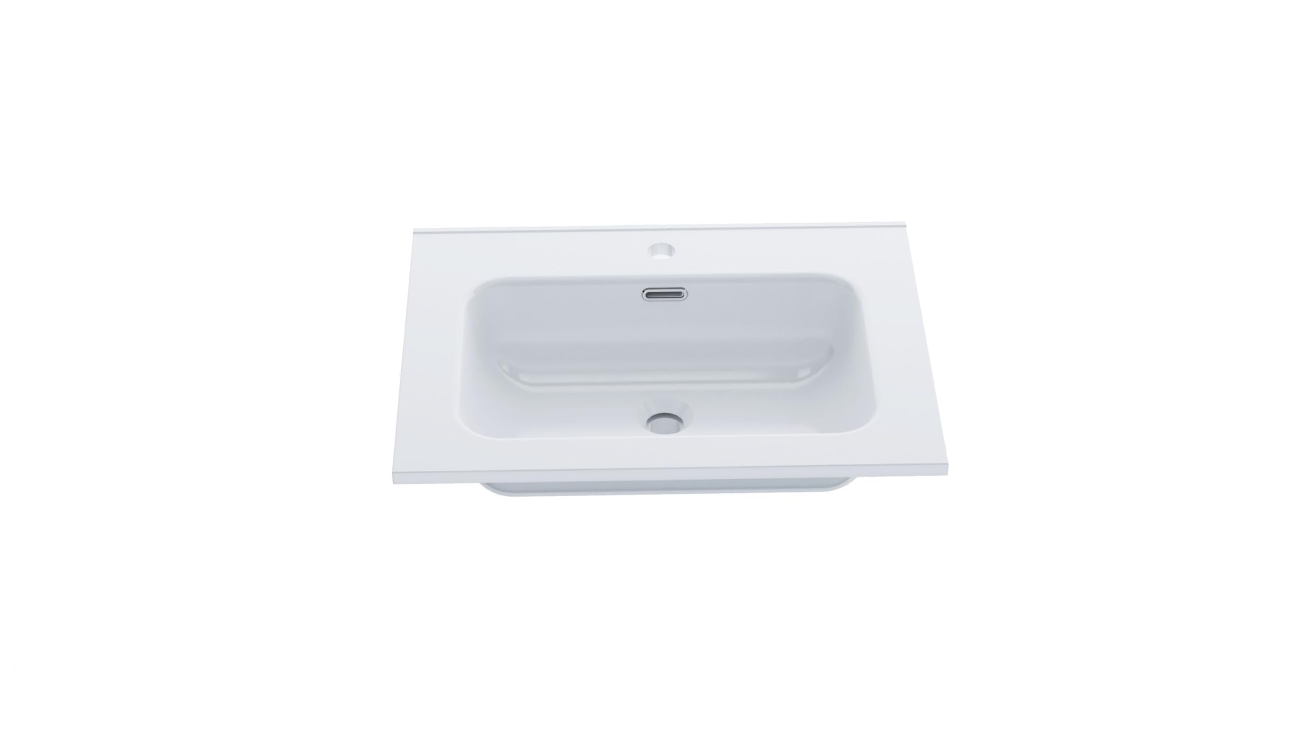 BAIKAL Lavabo in ceramica da incasso. Piano di lavoro in ceramica. Lavabo rettangolare in bianco lucido. Lavandino integrato di facile montaggio. Profondità 46 cm, larghezza 61 cm
