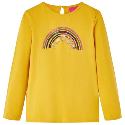 Camiseta Infantil de Manga Larga Estampado Arcoíris Jersey Color Ocre 116