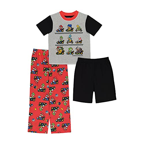 Super Mario Brothers Boys' 3-Piece Pajama Set, RACE ON, 6