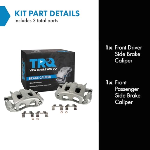Image of TRQ Front Brake Caliper Set Zinc Coated Brackets Compatible with 2006-2010 Ford Explorer 2007-2010 Explorer Sport Trac 2006-2010 Mercury Mountaineer