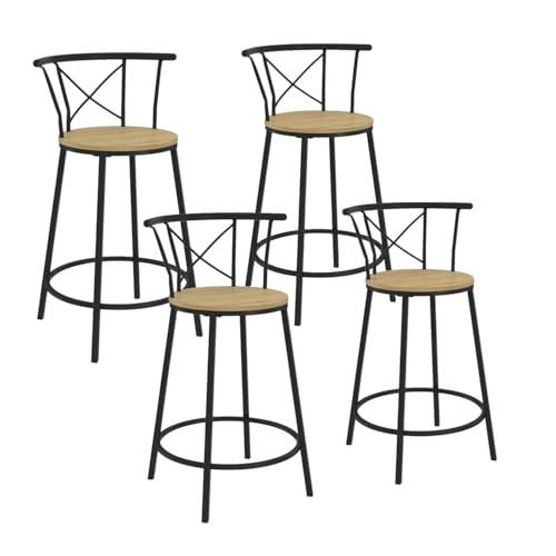 IDMarket - Lot de 4 tabourets de Bar bistrot Detroit avec Dossier arrondis Design Industriel
