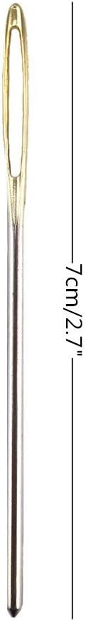 yueton 40pcs 2.7 inch Metal Large Eye Blunt Needles Yarn Needles for Knitting Crochet Projects (Gold End)