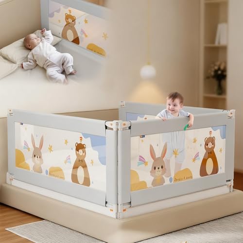 One Side Bed Rail Guard for Kids Bed Rail & Bed Fence Bed Frame for Baby Safety Baby Bed Protector Infants Height Adjustment Guardrail for Queen King Twin Bed Kid (1.5M)