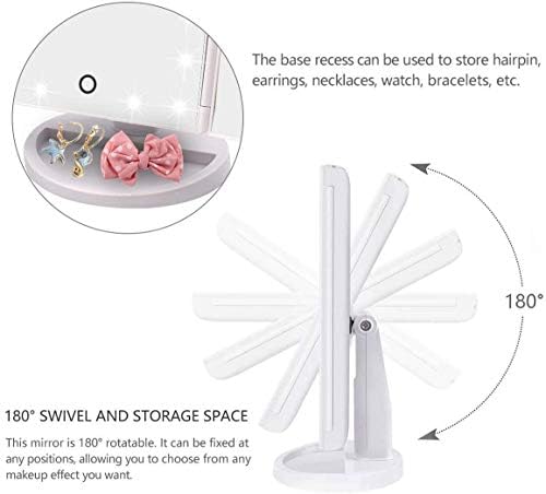 WEILY Vanity Makeup Mirror,1x/2x/3x Tri-Fold Makeup Mirror with 21 LED Lights, Adjustable Touch Screen Lighted Mirror Dressing Mirror, gift for women (white)