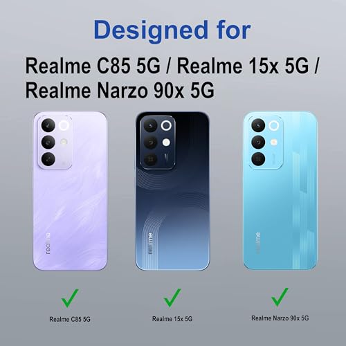 Image of amazon basics Back Case Cover for Realme C85 5G | Magnetic Case with Built-in Metal Ring | Supports MagSafe Charger, Wallet & Car Mount | Shockproof Hybrid PC + TPU | Blue